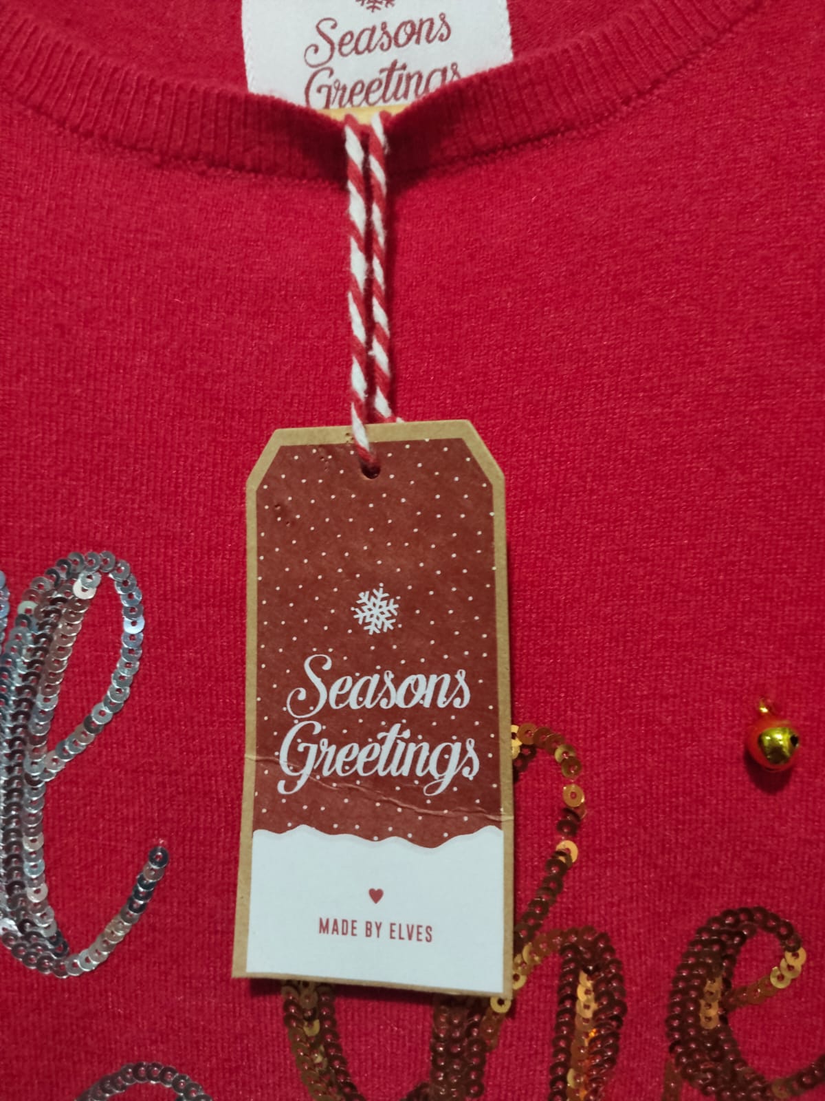 SEASONS GREETINGS|M/L|BUST 19|WOMEN'S CHRISTMAS JUMPER TUNIC