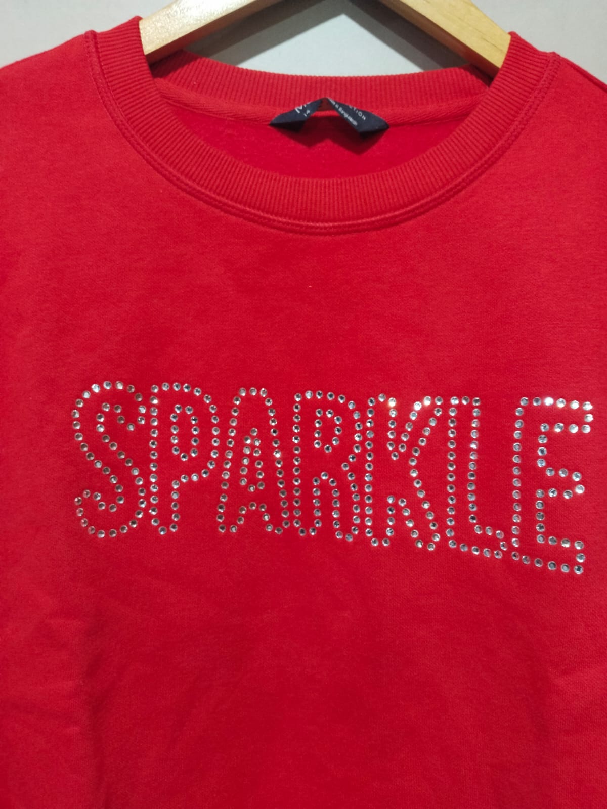 MARK&SPENCER|L|XL|BUST 24| COTTON RICH SPARKLE SLOGAN SWEATSHIRT