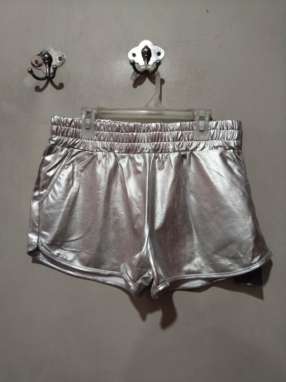 PUMPKINO|XL|WAIST 30|SILVER METALLIC DOLPHIN SHORTS