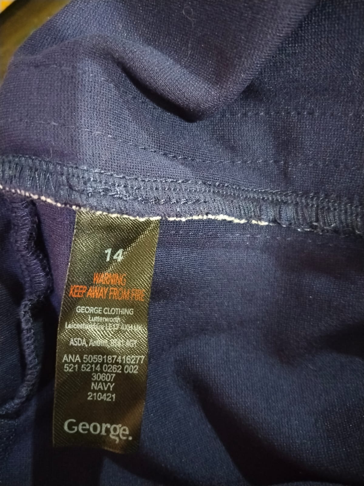 GEORGE |XL| WAIST 34| C8| NAVY CRINKLE JERSEY WIDE LEG TROUSERS