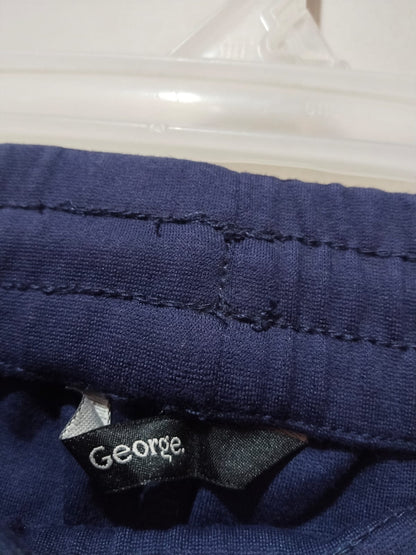 GEORGE |XL| WAIST 34| C8| NAVY CRINKLE JERSEY WIDE LEG TROUSERS