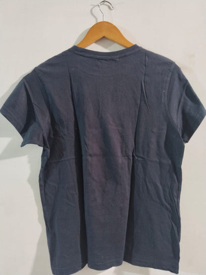 FLUID|M|BUST 19NAVY BLUE REINDEER CHRISTMAS GRAPHIC T-SHIRT