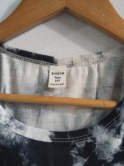 SHEIN|XS|BLACK AND WHITE TIE-DYE TANK TOP AND SHORTS SET