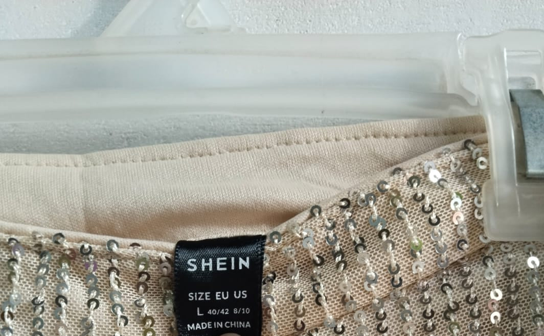 SHEIN|L|WAIST 30| CHAMPAGNE GOLD SEQUIN WIDE LEG TROUSERS