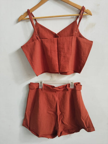 RUST LINEN-BLEND TWO-PIECE OUTFIT|L