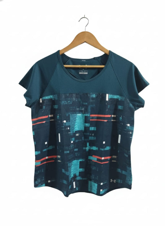 UNDER ARMOUR|M|BUST 18|WOMEN'S HEATGEAR PRINTED SHORT SLEEVE TOP