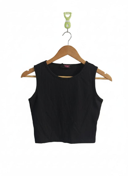EDGE|S|BUST 14|BLACK RIBBED CROP TOP