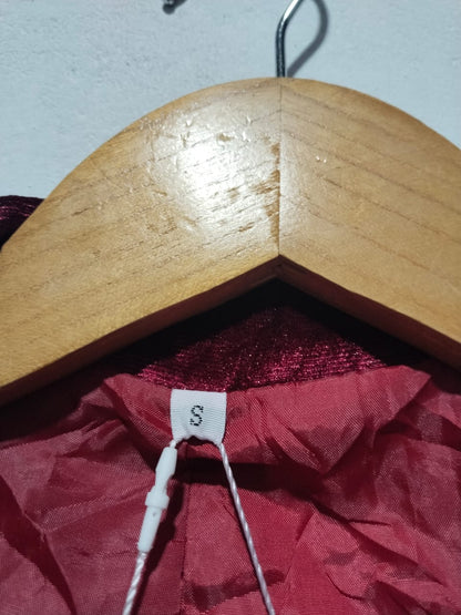 BURGUNDY VELVET DOUBLE-BREASTED BLAZER|S|BUST 19