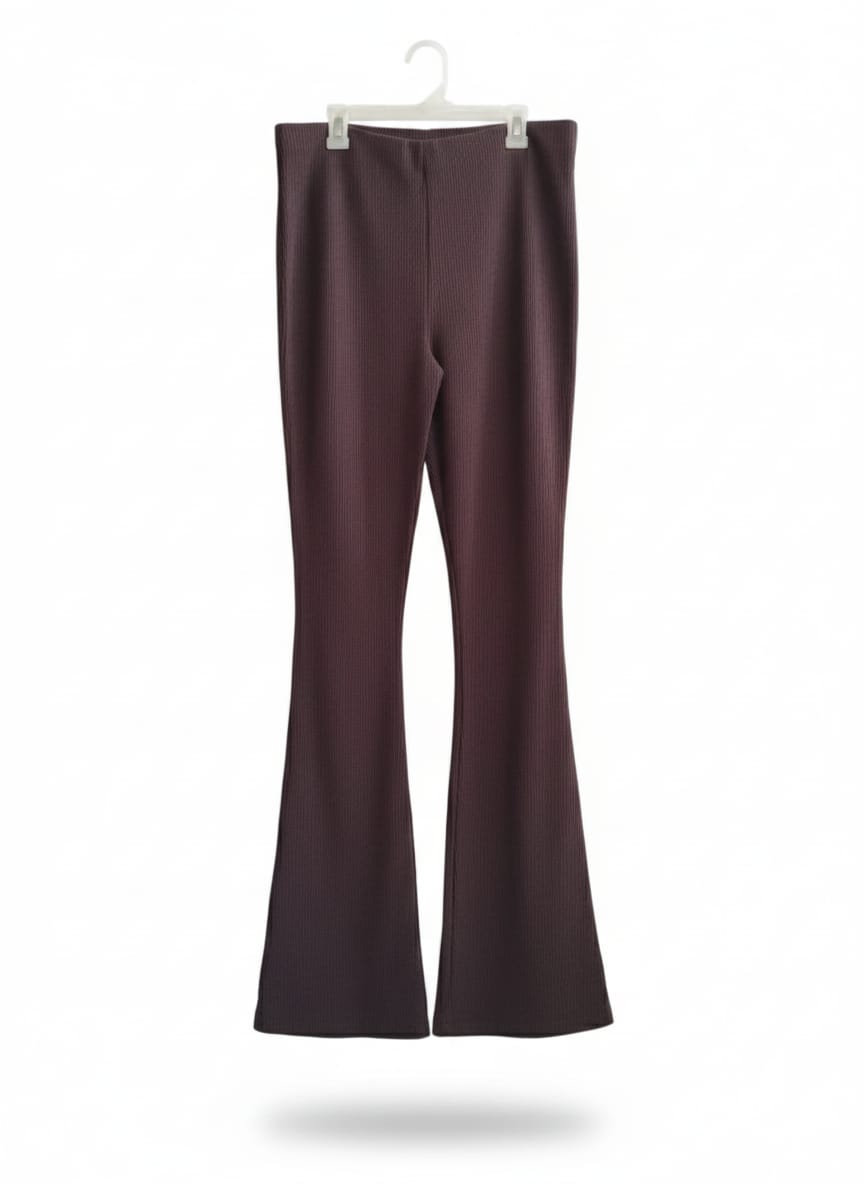 SELECT|L|WAIST 32| DARK BROWN RIBBED FLARED PANTS