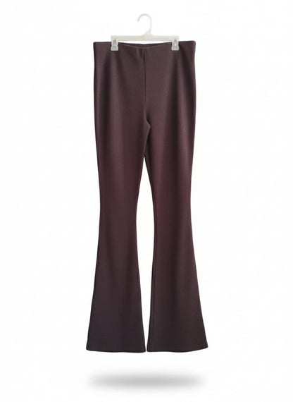 SELECT|L|WAIST 32| DARK BROWN RIBBED FLARED PANTS