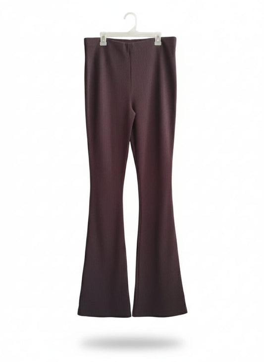 SELECT|L|WAIST 32| DARK BROWN RIBBED FLARED PANTS