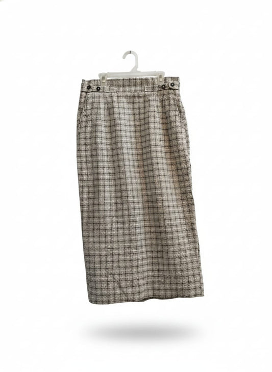 MARK&SPENCER|M|WAIST 30| TWEED PLAID PENCIL MIDI SKIRT