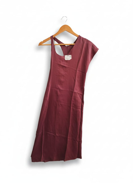 ZARA|XS|BUST 15|MAROON RED ASYMMETRICAL MIDI DRESS