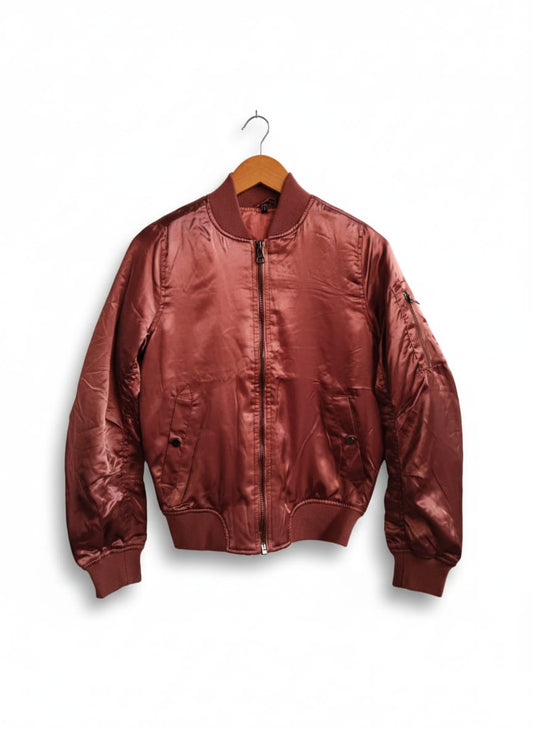 MAUVE SATIN BOMBER JACKET|S/M|BUST 19