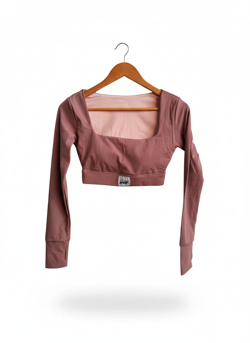 MISSY SPORT|S|BUST 14|RIBBED CROPPED LONG SLEEVE TEE