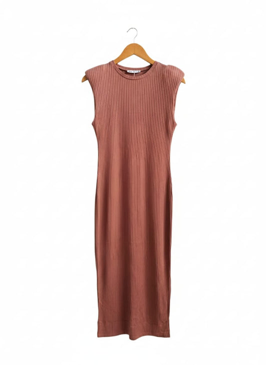 ZARA|M|BUST 15|RIBBED DRESS WITH SHOULDER PADS
