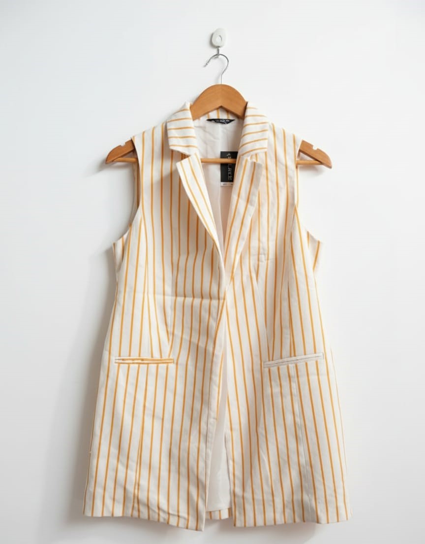 SELECT|XS/S|BUST 17|LONGLINE PINSTRIPED WAISTCOAT