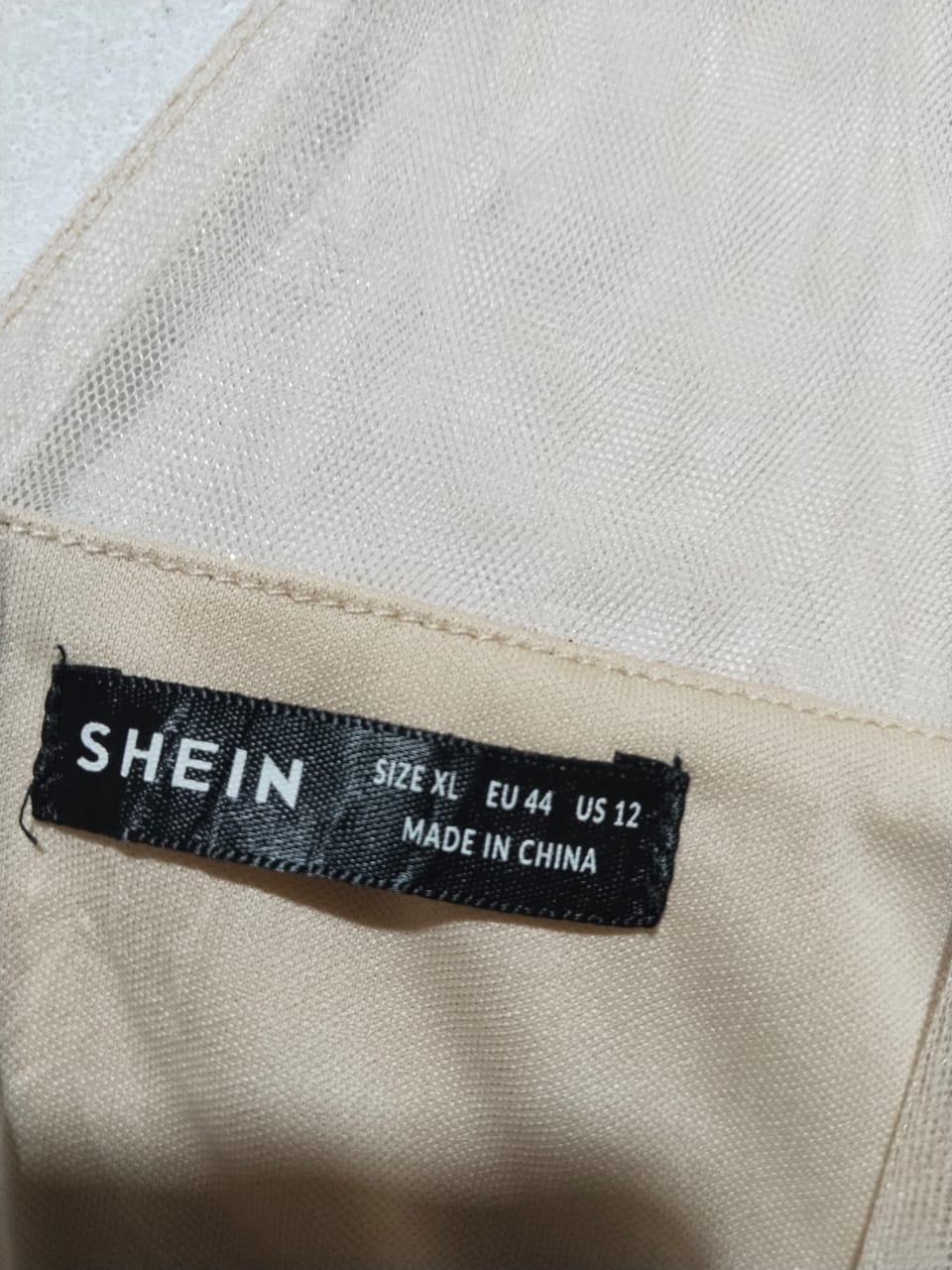 SHEIN |XL|BUST 19|GOLD BEADED MERMAID GOWN WITH ILLUSION NECKLINE