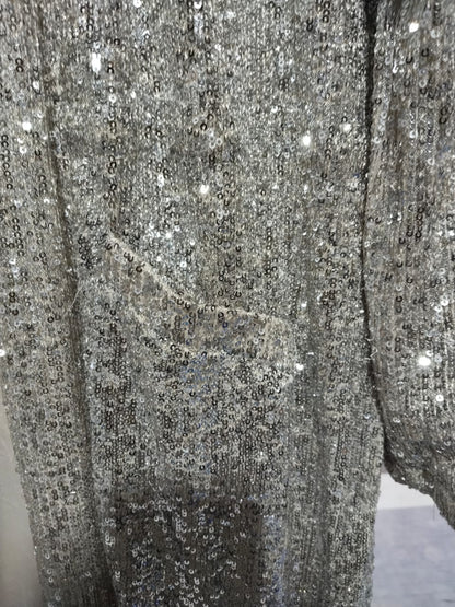 BB DAKOTA STEVE MADDEN|S/M|BUST 21|SILVER SEQUIN DUSTER JACKET