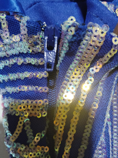 WINDSOR|S|BUST 14|BLUE BEADED MERMAID FORMAL GOWN