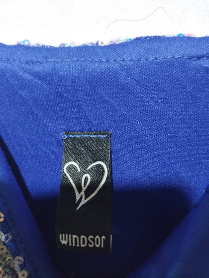 WINDSOR|S|BUST 14|BLUE BEADED MERMAID FORMAL GOWN