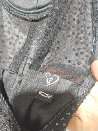 WINDSOR|S|BUST 11|BLACK SEQUIN CORSET MAXI DRESS WITH HIGH SLIT