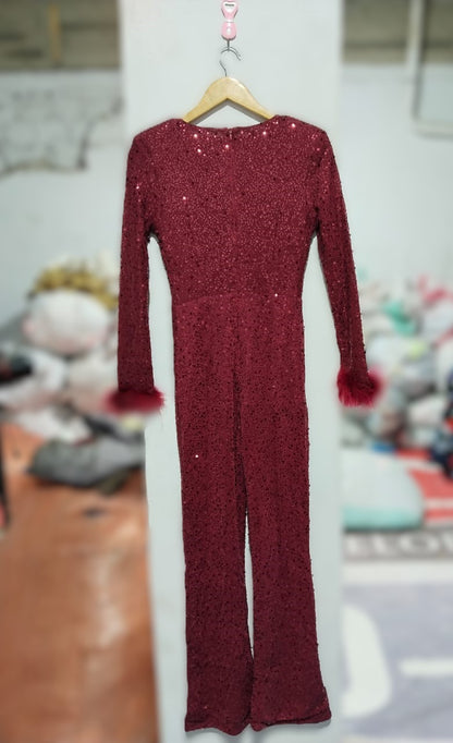 NADINE MERABI RACHEL RED JUMPSUIT|S|BUST 15