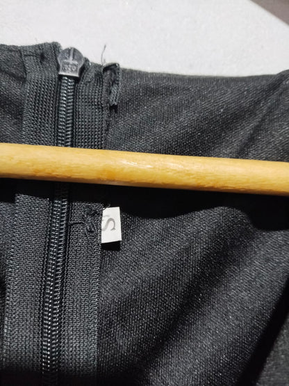 BLACK LONG SLEEVE WRAP METALLIC WIDE LEG JUMPSUIT|S|BUST 17