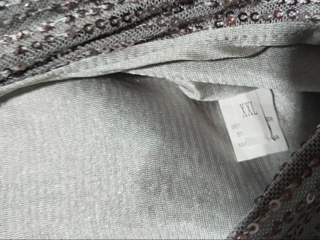 SILVER SEQUIN LONG SLEEVE WIDE LEG JUMPSUIT|XXL|BUST 20