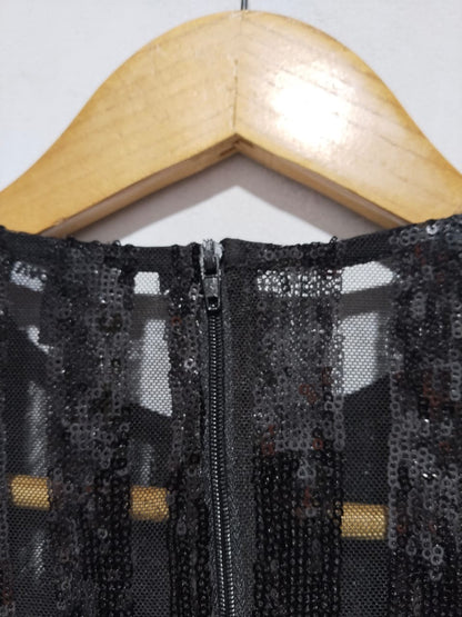 FASHION NOVA|XS/S|BUST 13|BLACK LONG SLEEVE SEQUIN MINI DRESS