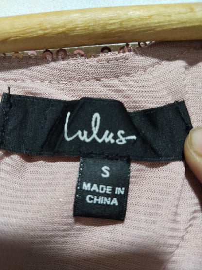 LULUS|S|BUST 17|SHINING STYLE PINK SEQUIN WRAP CAMI TOP