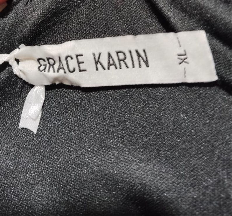 GRACE KKARIN|L/XL|BUST 19|BLACK SEQUIN HALTER NECK TANK TOP