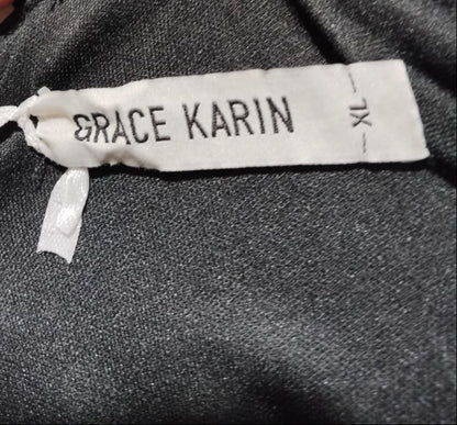 GRACE KKARIN|L/XL|BUST 19|BLACK SEQUIN HALTER NECK TANK TOP