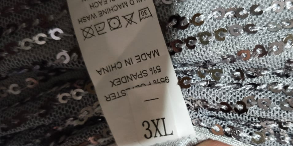 SILVER SEQUIN LONG SLEEVE WIDE LEG JUMPSUIT|BUST 21X|L/XXL