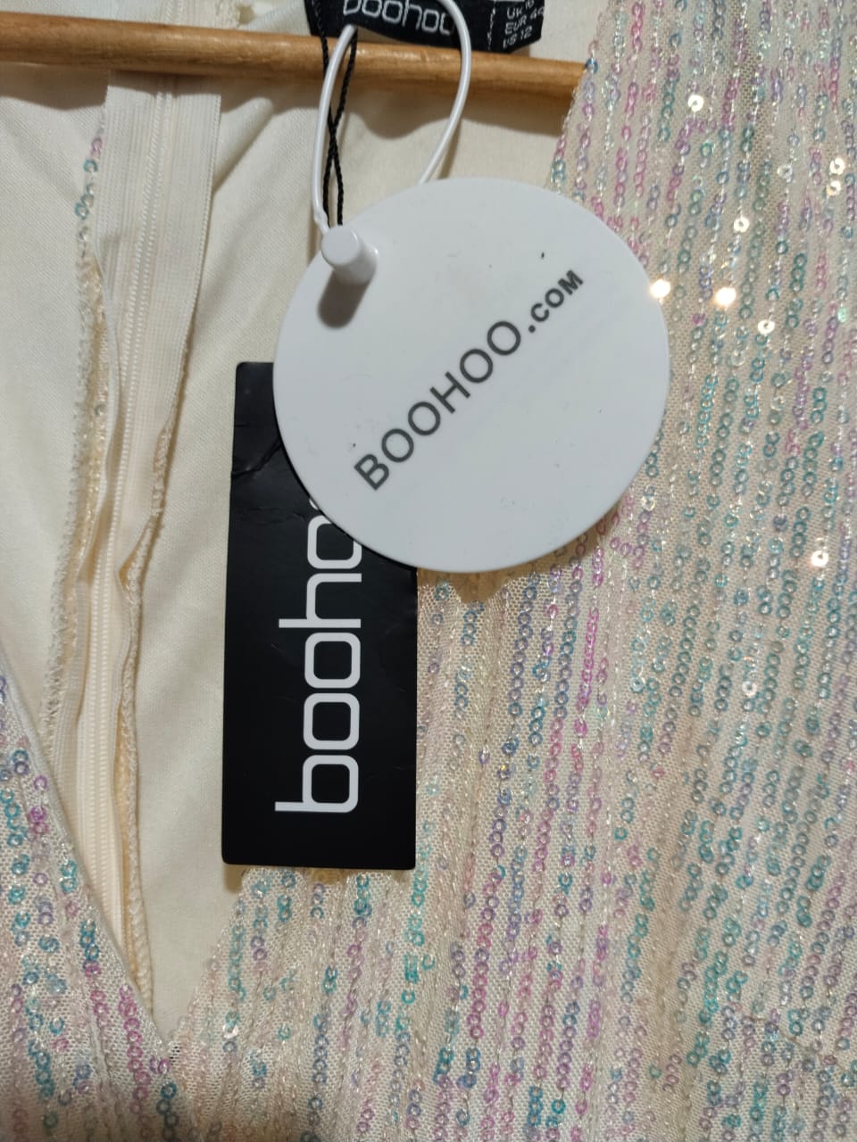 BOOHOO|XL|BUST 18|PLUS SEQUIN PLUNGE TIERED SKATER DRESS