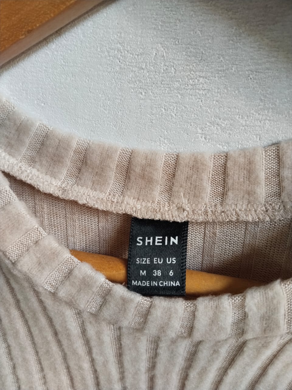 SHEIN|M|BUST 19|BEIGE RIBBED-KNIT MAXI DRESS
