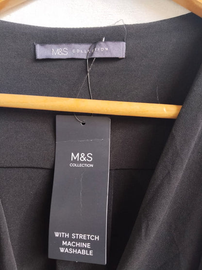 MARK&SPENCER|L/XL|BUST 16|BLACK SLEEVELESS FAUX WRAP KNIT MAXI DRESS