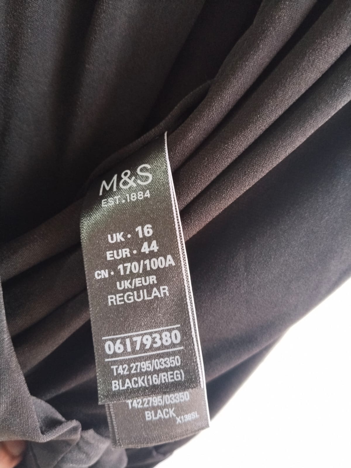 MARK&SPENCER|L/XL|BUST 16|BLACK SLEEVELESS FAUX WRAP KNIT MAXI DRESS