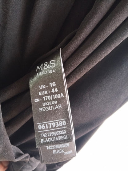 MARK&SPENCER|L/XL|BUST 16|BLACK SLEEVELESS FAUX WRAP KNIT MAXI DRESS