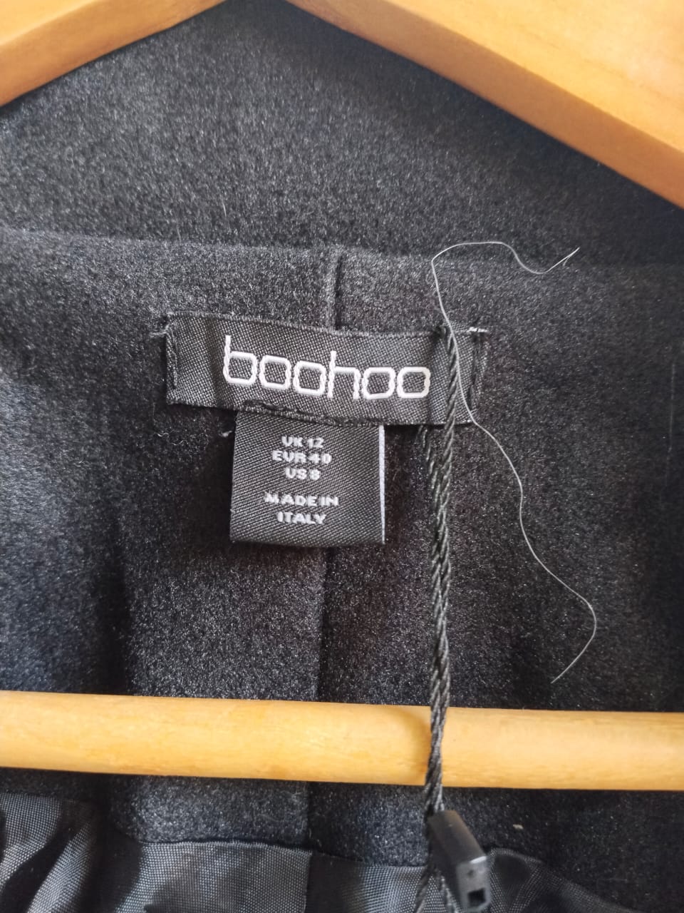 BOOHOO|M/L|BUST 29|BLACK BALLOON SLEEVE OVERSIZED WOOL LOOK COAT