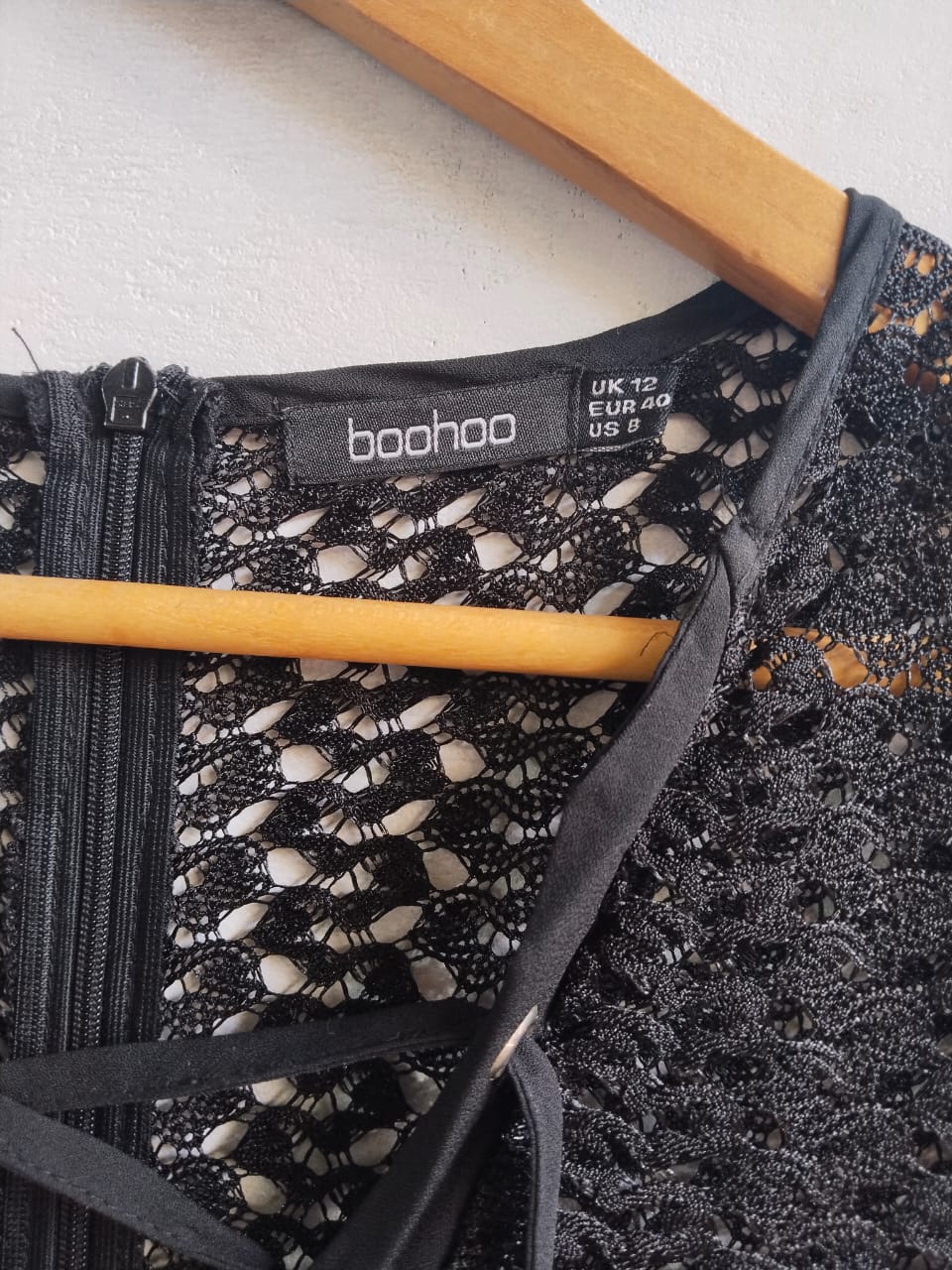 BOOHOO|M|BUST 16| BLACK LACE OR MESH LONG-SLEEVED JUMPSUIT