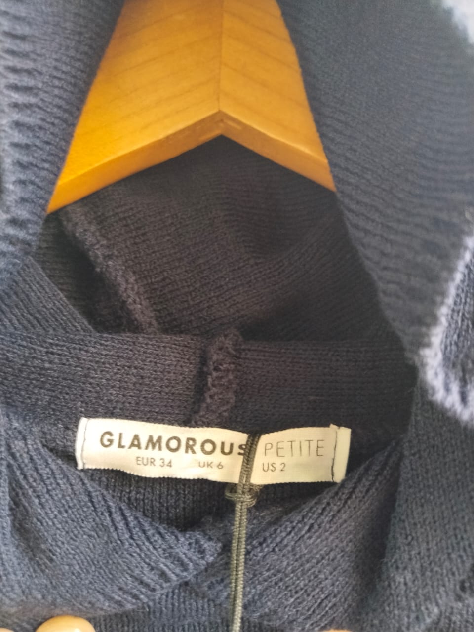 GLAMOROUS|XS/S|BUST 24|Unisex Ribbed Cashmere Hoodie in Navy Blue