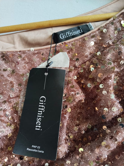 GIFFINISETI|M/L|BUST 16|One-Shoulder Asymmetrical Sequin Gown
