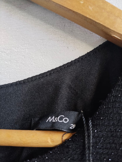 M&CO|L/XL|BUST 20|BLACK GLITTER SHORT SLEEVE WIDE LEG JUMPSUIT