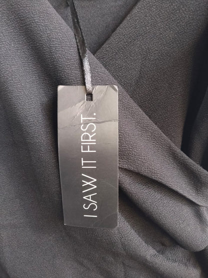 I SAW IT FIRST|S|BUST 14|BLACK V-NECK RUCHED MIDI SLIP DRESS