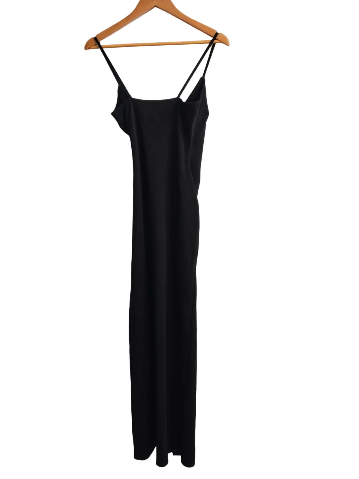 I SAW IT FIRST|S|BUST 14|BLACK V-NECK RUCHED MIDI SLIP DRESS