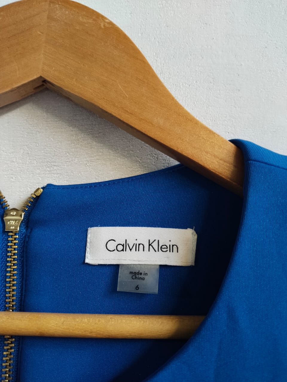 CALVIN KLEIN|S|M|BUST 17|ROYAL BLUE SLEEVELESS RUFFLE SHEATH DRESS