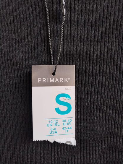 PRIMARK|S|BUST 12.5|BLACK RIBBED OFF-THE-SHOULDER LONG SLEEVE BODYSUIT