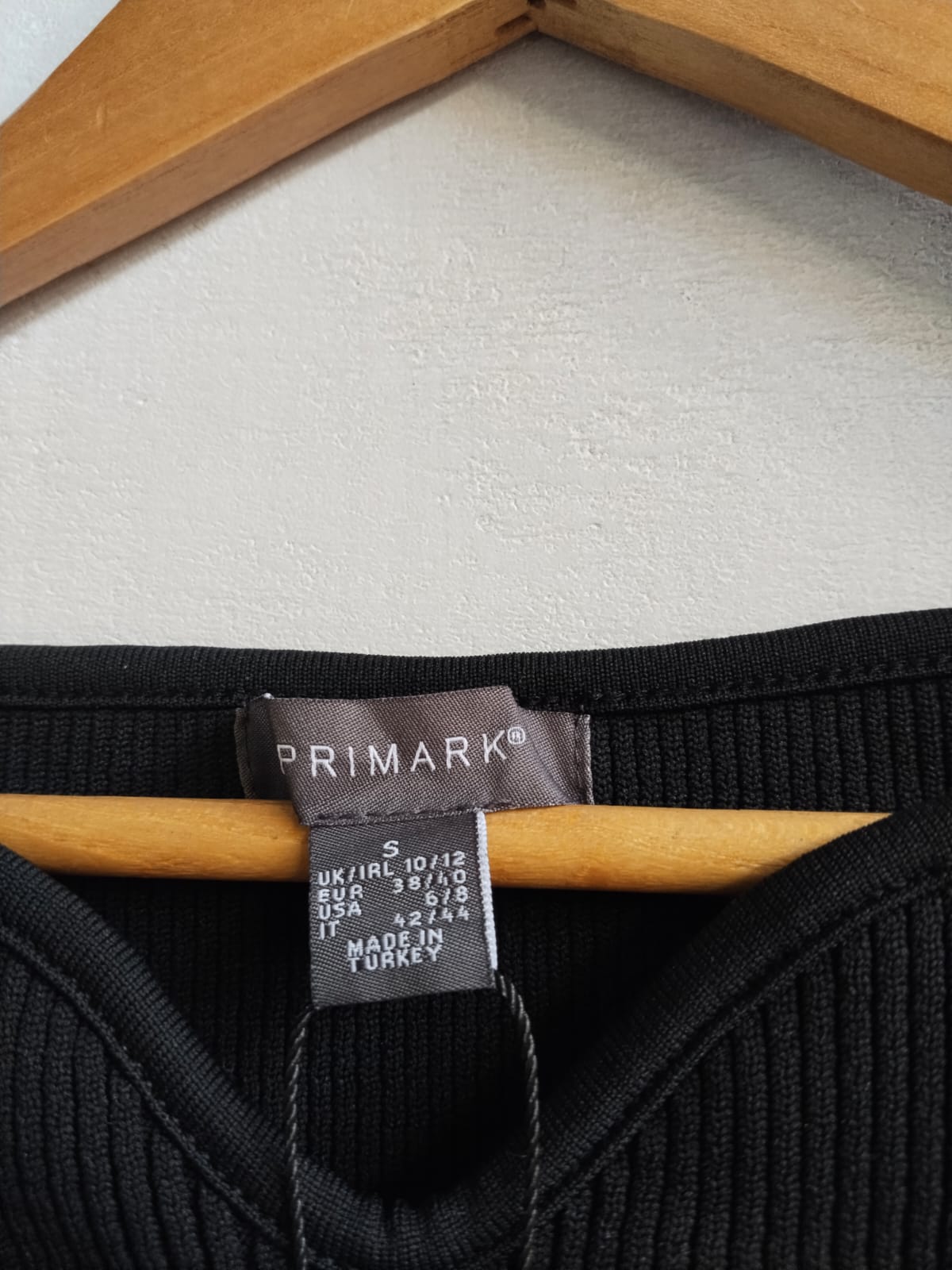 PRIMARK|S|BUST 12.5|BLACK RIBBED OFF-THE-SHOULDER LONG SLEEVE BODYSUIT