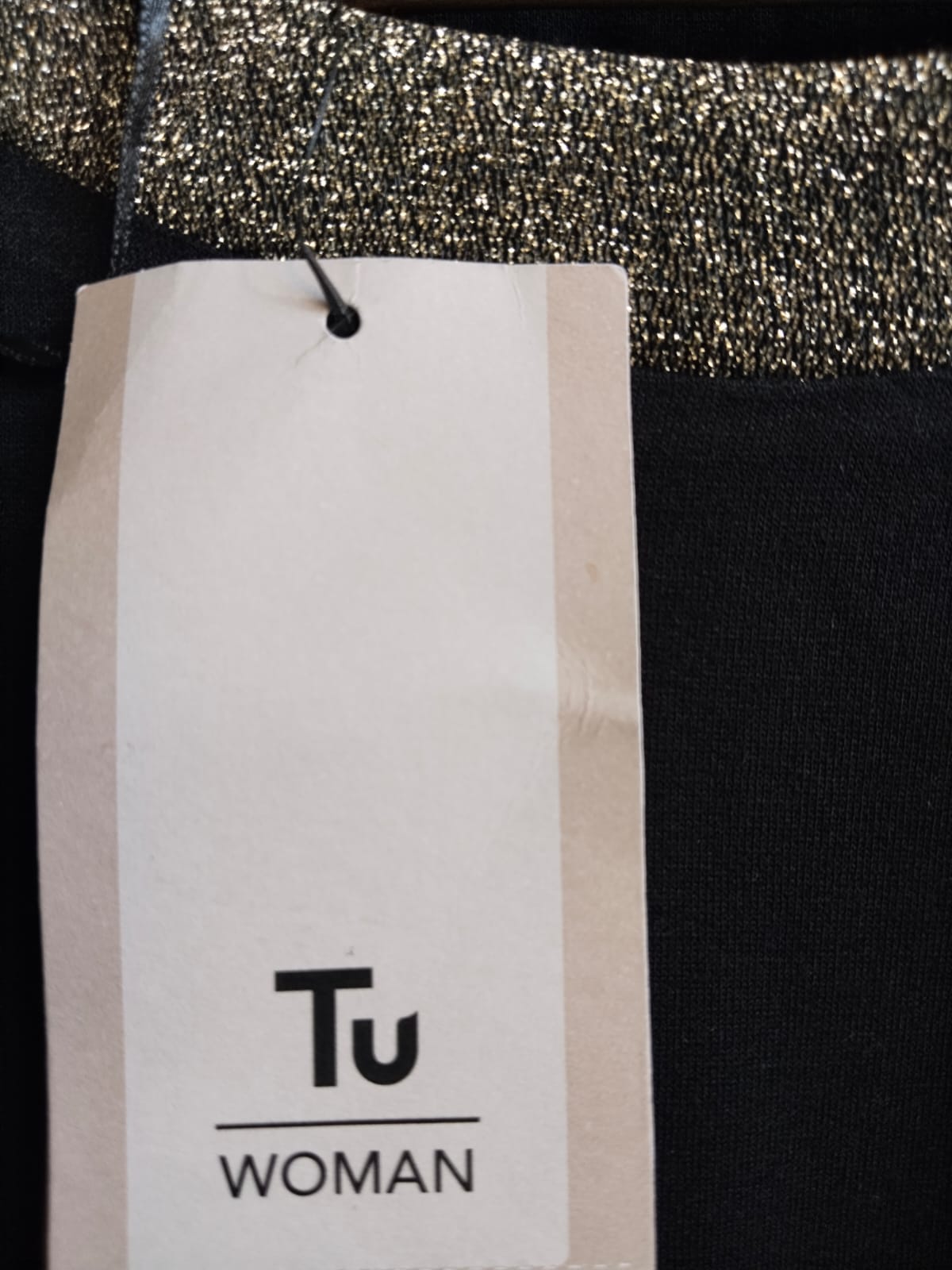 TU WOMAN|XL|BUST 24|BLACK LONG SLEEVE SWEATSHIRT WITH METALLIC TRIM